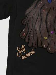 Manfinity EMRG Men's Summer Casual Cartoon Character Printed Crew Neck Short Sleeve T-Shirt - Black - View 4