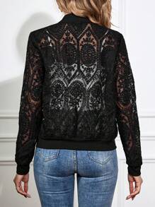 SHEIN Clasi Áo khoác ren nhẹ thanh lịch, tinh tế cho nữ, đầu thu - màu đen - Xem 2