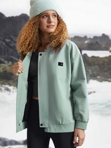 SHEIN Sports Chaqueta deportiva simple de manga larga con cremallera frontal lisa, de uso casual diario - verde menta - Ver 8