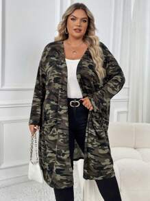 SHEIN CURVE+ Coat & Jaket Ukuran Plus - MultiWarna - View 5