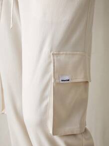 Manfinity VCAY Men's Casual Woven Loose Solid Color Elastic Waist Straight Leg Pants - White - View 4
