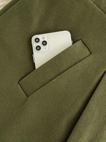 SHEIN Privé Chaqueta de invierno tejida verde de talla grande para mujeres, a prueba de viento y cálida, nuevo diseño en línea A - Verde Oscuro - Ver 11