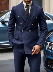 Calvornis 2 件套男士商务正装纯色简约休闲纽扣衬衫和裤子套装