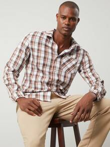 Mainfolk Men's Tailored Plaid Button-Down Long Sleeve Casual Shirt, Suitable For Autumn - Multicolor - View 3