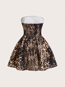 SHEIN Unity 女士全身印花时尚露肩迷你连衣裙，夏季 - 彩色 - 查看 2