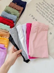 SHEIN Leap Crew 15 件套年轻女孩纯色修身休闲紧身裤