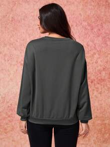 Cecilia Maafs Artist Day Of The Dead Women's Casual Simple Skull Printed Round Neck Loose Fit Sweatshirt For Holiday, Vacation, Spring, Festival, For Workout, Ibiza Fits, Western Wear