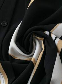 SHEIN LUNE 大码女式夏季波浪条纹长袖休闲衬衫裙长款女装 - 彩色 - 查看 4