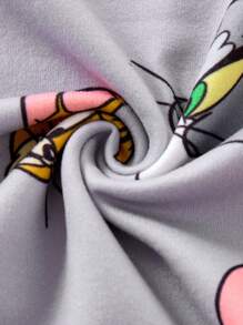 TOM & JERRY X SHEIN Young Boy Cartoon Allover Print Snug Fit Sleepwear Set - Long Sleeve Top & Pants