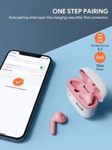 JMMO 无线耳塞式耳机游戏耳机，具有超低延迟游戏模式和 13 毫米动态驱动器，适合女性儿童男性圣诞节礼物，秋冬必备品 - 粉色 - 查看 5