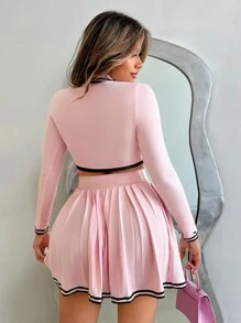 Zolique 2 món/bộ trang phục thường ngày màu hồng cho nữ đi học/đi làm - Hồng - Xem 2