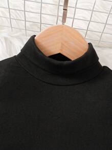 SHEIN Babygirl 可爱休闲百搭黑色高领长袖针织上衣 - 黑色 - 查看 9