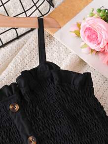 Black Snug Fit Jumpsuit With Ruffle Top, Waist Tie Bow Belt, Mid-Waist Design