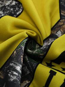 ROMWE MEN Street Life Men's Spring And Autumn Tree Branch Letter Print Hooded Casual Sweatshirt With Drawstring - Multicolor - View 5