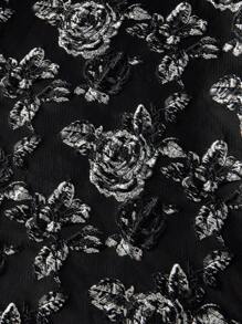 SHEIN MOD Plus Size Vintage Black & White Bow Decor Jacquard Splice Dress For Fall & Winter - Black and White - View 3