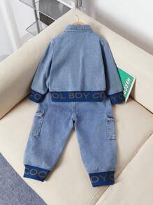 Baby Boys Fashionable Spring & Autumn Casual Denim Set - Medium Wash - View 2