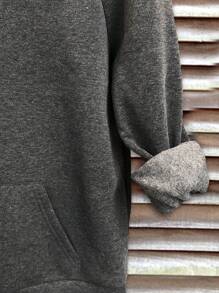 SHEIN LUNE Áo nỉ cổ tròn tay raglan họa tiết mũi tên đơn giản cho nữ, phù hợp cho mùa thu đông - màu đen - Xem 5