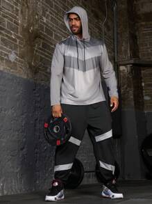 Manfinity Fitness Pantaloni sport cu imprimeuri minimaliste pentru bărbați, mărimi Plus