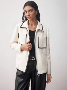 BizChic Schwarzer Mantel mit elastischem Bund, locker geschnitten, gerade Passform