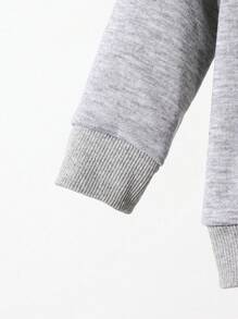 SHEIN Baby Girl Casual Solid Color Bow Design Long Sleeve Sweatshirt, Autumn/Winter - Light Grey - View 4