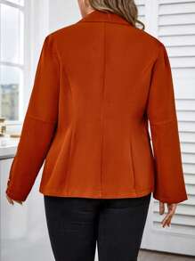 SHEIN Unity Blazer casual à manches longues simple et basique pour femmes en grande taille, pour un port quotidien - Camel - Voir 2