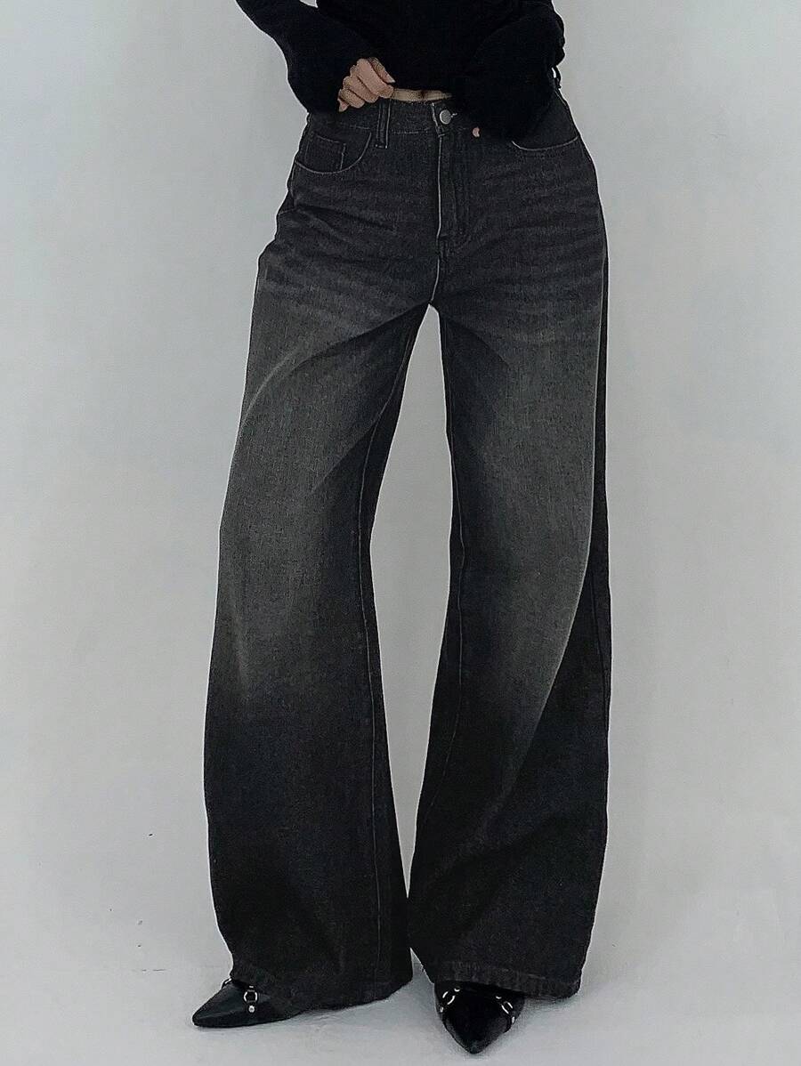 DAZY Women Faded Casual Denim Jeans - Black - View 1