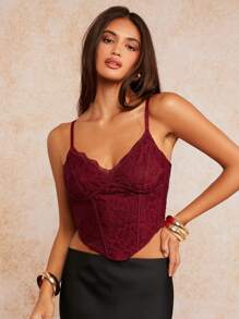 Forever 21 Women Floral Pattern Cami Top - Burgundy - View 1