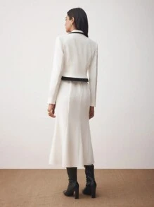 BizChic Black & White Color Block Waist Fitted Mermaid Skirt Suit, Christmas & New Year Outfit, - Black and White - View 3
