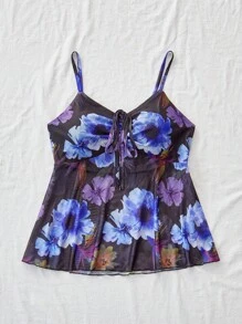 SHEIN VCAY Casual Women's Knit Mesh Printed Tank Top Camisole