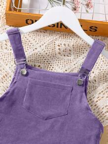 SHEIN Tween Girl Solid Color Slip Corduroy Overall Dress - Minimalist & Fashionable, Classic High Waist Design, Spaghetti Strap, Soft & Breathable, Suitable For Summer Matchingholiday,Summer,Travel,Getaway - Purple - View 6