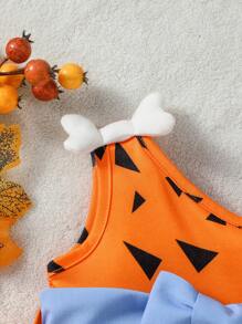 SHEIN 2 piezas Disfraz de niño/niña bebé de Halloween, estilo único mono naranja - Multicolor - Ver 4