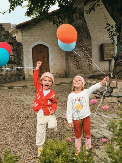 SHEIN Young Boy 1pc Cute Vintage Casual Back To School Contrast Color Letter Basic Cardigan Suitable For Indoor And Outdoor Wear, Fall Clothes