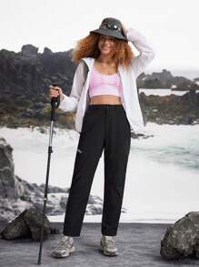 In My Nature Women's Simple Print Straight-Leg Outdoor Long Pants - Black - View 6