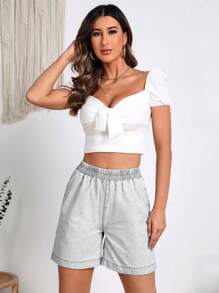 Short en jean casual lavé pour l'été