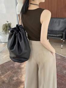 SHEIN Unity Stylish Wrap Style Slant Placket Wide Leg Pants - Khaki - View 2