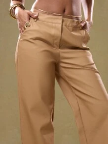 MUSERA Low Rise Tailored Trousers 90's Summer Sexy Chic Elegant - Apricot - View 5