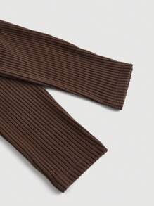 SHEIN MOD Plus Size Coffee Brown Ruched Chest Collar Long Sleeve T-Shirt For Women - Coffee Brown - View 4