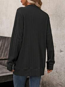 EMERY ROSE Women's Solid Color Long Sleeve Casual Cable Knit Jacket, Fall & Winter