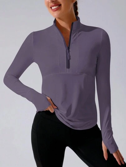 Daily&Casual Women's Zip-Up Turtleneck Long Sleeve Slim Fit Casual Outdoor Fitness Yoga Sweatshirt