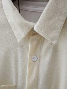 Manfinity Homme Men's Solid Color Short Sleeve Shirt And Shorts Casual Suit, Summer - Apricot - View 6