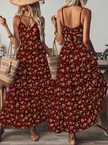 Breezaya Women Allover Printed Backless Cami Dress - Orange - View 1