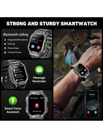 Hwagol 智能手表（接听/呼叫）2.01 英寸（约 5 厘米）高清显示屏，男士智能手表，健身追踪器，100 多种运动模式，睡眠监测器，计步器，适用于 Android IOS，650mAh 大电池