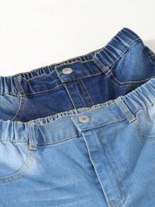 SHEIN Explorewe 2pcs/Set Tween Boy Casual Distressed Soft Denim Jeans Pants And Shirt Set, Spring Autumn, School, Campus, College Summer Holiday - Multicolor - View 3