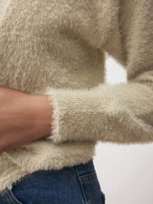 BizChic 2 件套女士蓬松开衫和针织上衣套装，冬季，土黄色 - 卡其色 - 查看 7