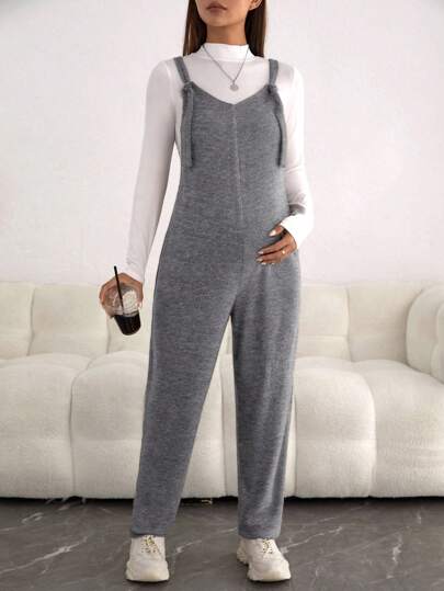 SHEIN 孕妇纯色连体裤，春秋装，孕妇装