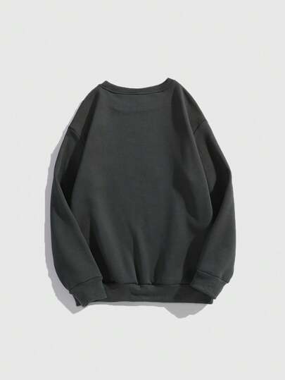 Goth Sweatshirt ample décontracté à manches longues et col rond avec imprimé chat pour femme, hauts à manches longues