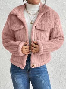 Chiquease 女士纯色简约日常长袖夹克 - 粉色 - 查看 3