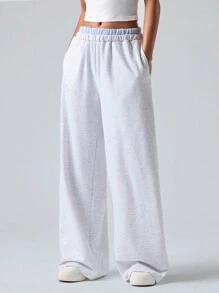 LYSMO Women's Striped Print Straight Casual Pants - Grey - View 5