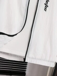 Tween Boys' Loose Casual Web Pattern Hooded Windbreaker - White - View 6