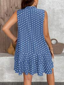 SHEIN LUNE Đầm không tay chấm bi mùa hè cỡ lớn cho nữ - Nhiều màu - Xem 2